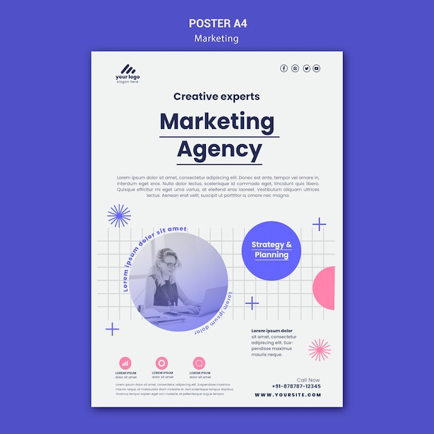 Free PSD marketing strategy poster template