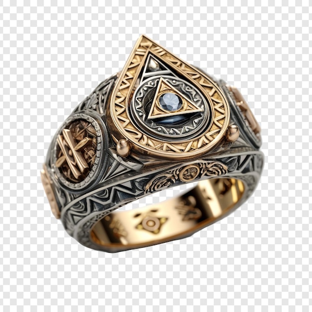 Free PSD masonic ring jewellery isolated on transparent background