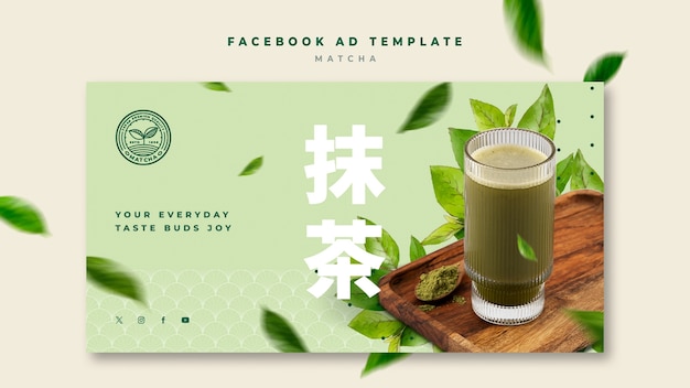 Free PSD matcha tea drink facebook  template