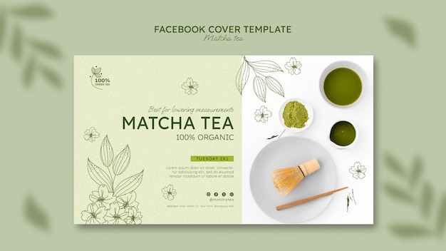 Free PSD matcha tea facebook cover template