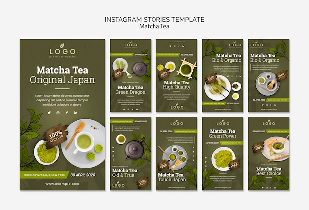 Free PSD matcha tea instagram stories template