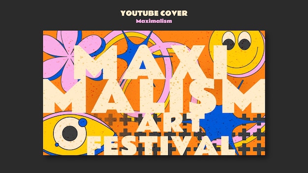 Free PSD maximalism style youtube cover template