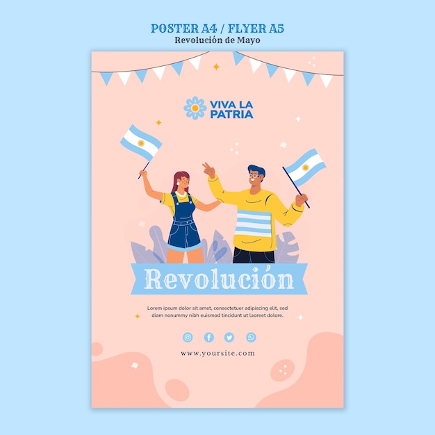 Free PSD may revolution poster template