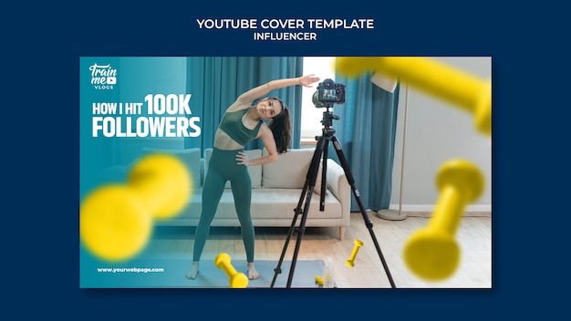 Free PSD media influencer and personality youtube cover template