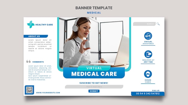 Free PSD medical care banner template design