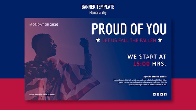 Free PSD memorial day banner template theme