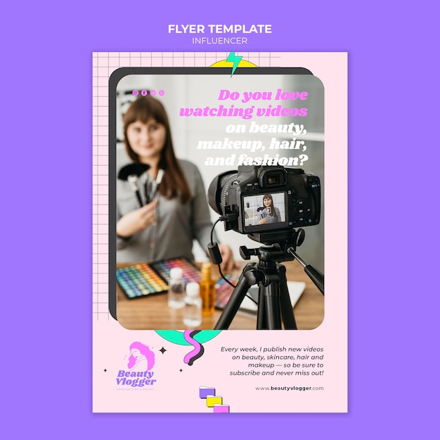 Free PSD memphis style influencer print template