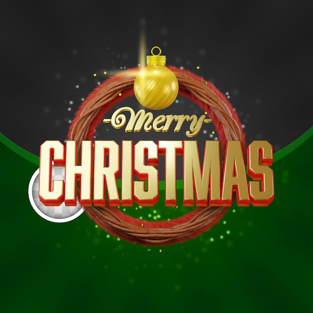 Merry christmas banner 3d illustration