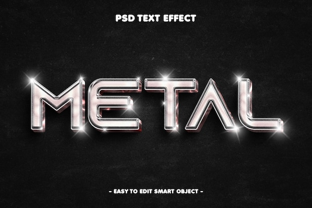 Free PSD metal steel text effect editable chrome and silver text style