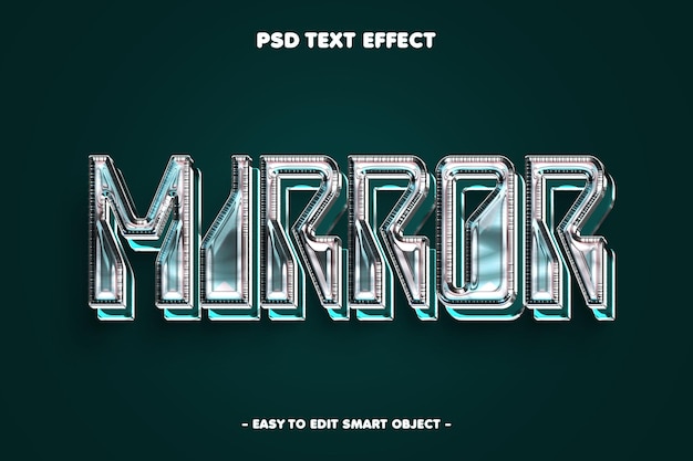 Free PSD metallic chrome style mirror text effect