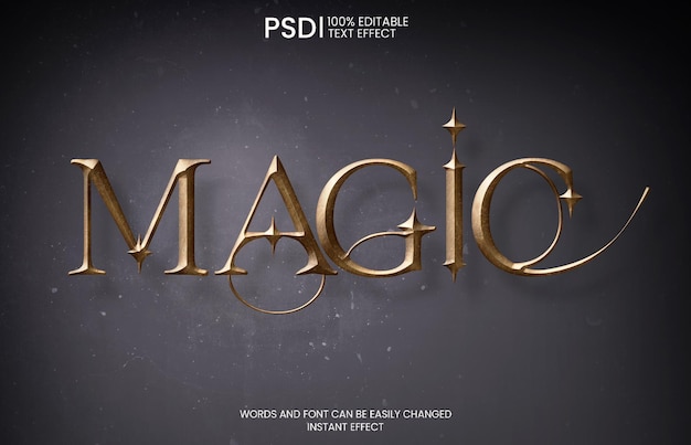 Free PSD metallic fantasy text effect