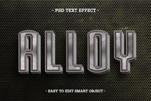 Free PSD metallic steel style alloy text effect