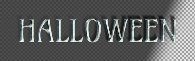 Free PSD metallic text lettering with shadow for halloween on a transparent background