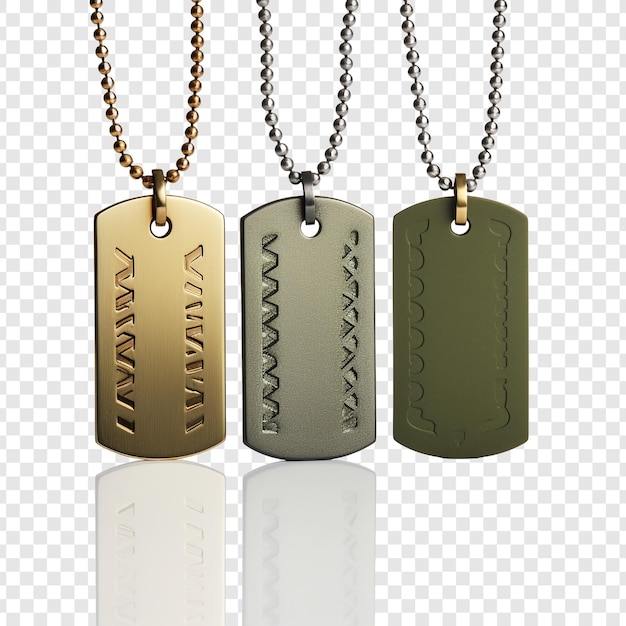 Free PSD military dog tags jewellery isolated on transparent background