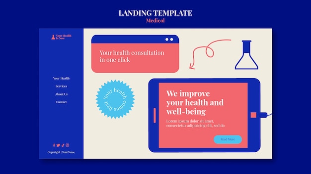 Free PSD minimalist medical landing page template design