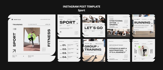 Free PSD minimalist sport concept  instagram posts