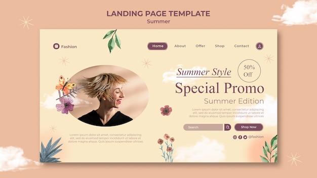 Free PSD minimalist summer landing page design template