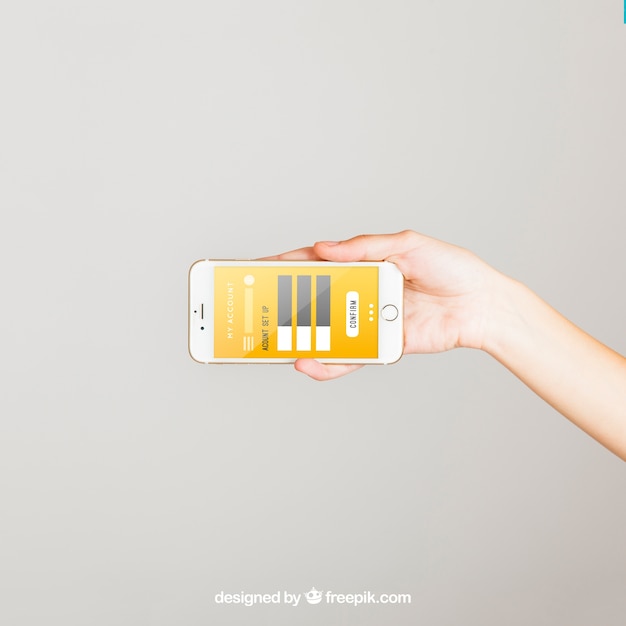 Free PSD mockup concept of horizontal smartphone