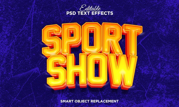 Free PSD modern 3d text effect for titile or sport show