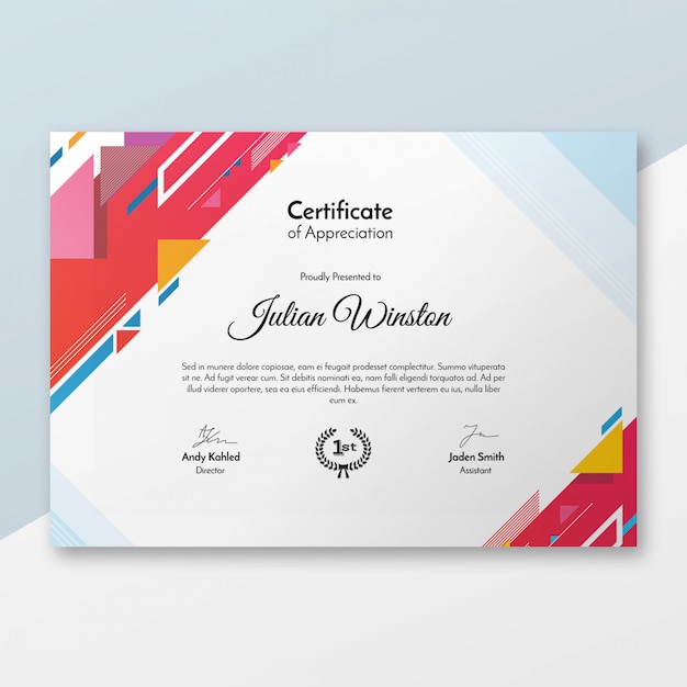 Free PSD modern certificate template