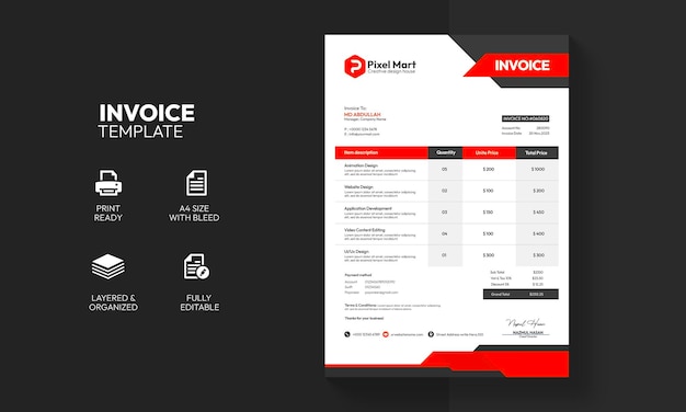 Free PSD modern corporate business invoice template design