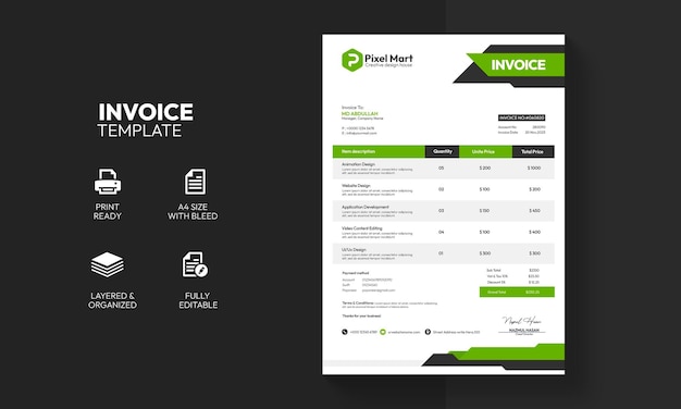 Free PSD modern corporate business invoice template design