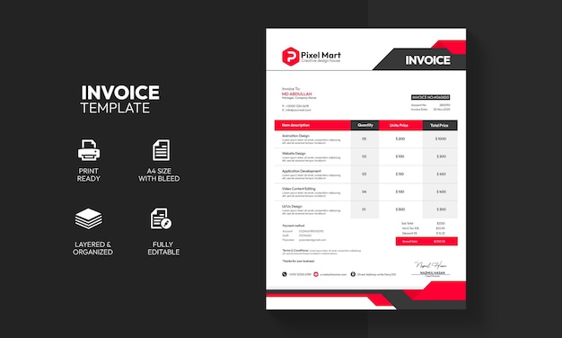 Free PSD modern corporate business invoice template design