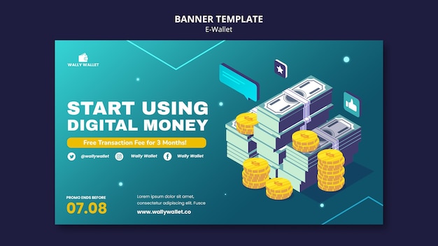 Free PSD modern e-wallet banner template