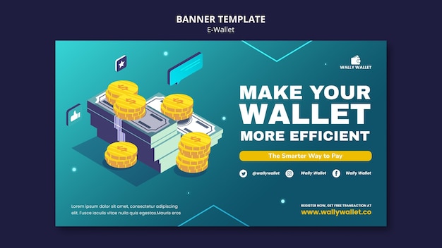 Free PSD modern e-wallet banner template