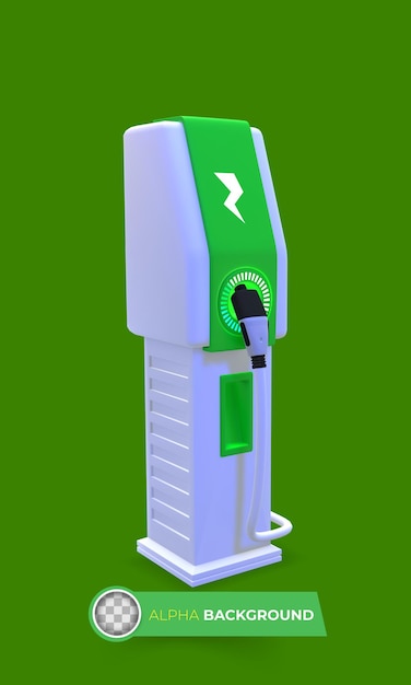 Free PSD modern electric vehicle charger. 3d illustration