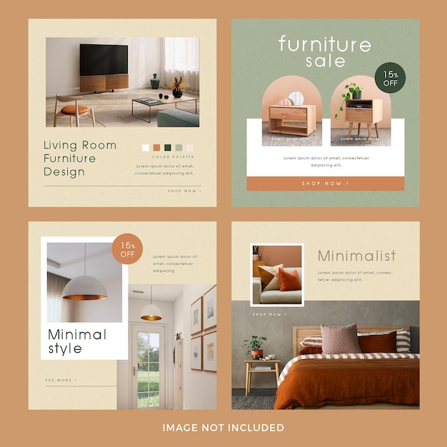 Free PSD modern furniture instagram post set premium psd