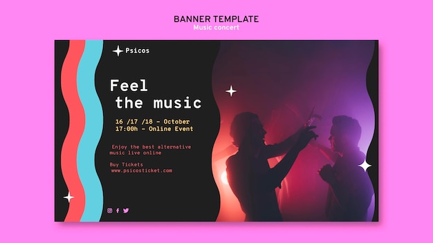 Free PSD modern music concert banner template