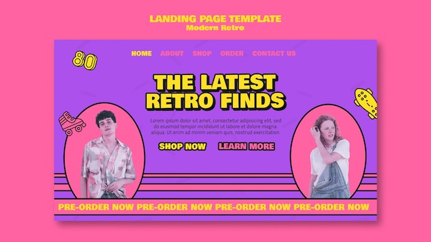 Free PSD modern retro web template