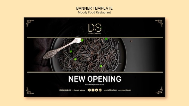 Free PSD moody food restaurant banner template