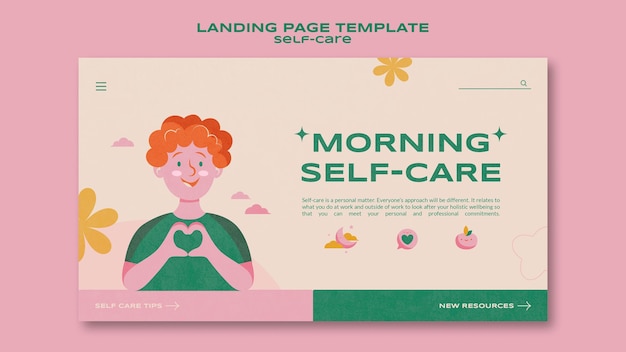 Free PSD morning self-care landing page template