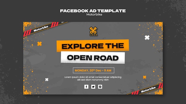 Free PSD motorbike adventure facebook template