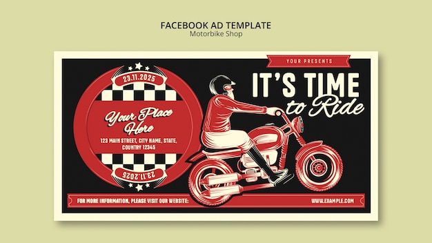 Free PSD motorbike shop facebook template