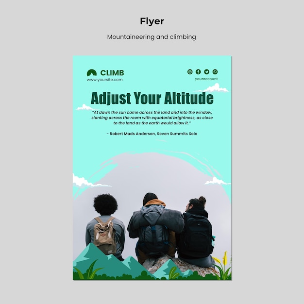 Free PSD mountaineering and climbing flyer design template