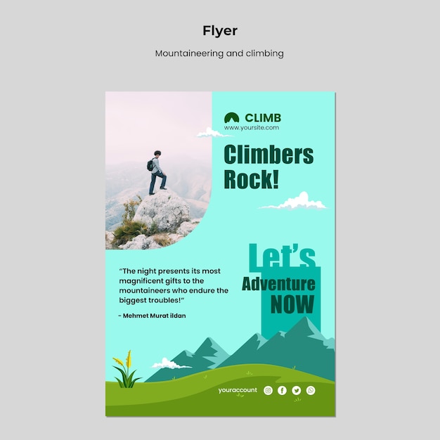 Free PSD mountaineering and climbing flyer design template