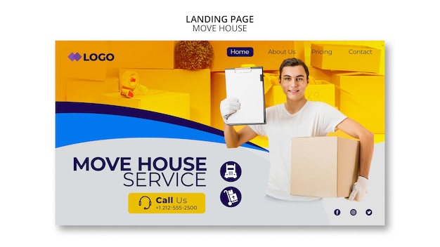 Free PSD move house business template landing page