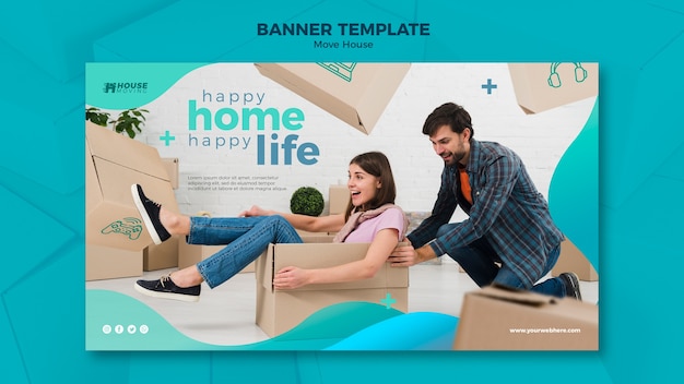 Free PSD move house concept banner template