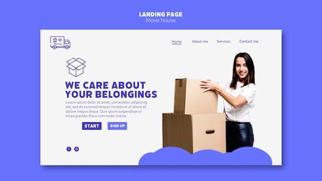 Free PSD move house landing page template theme