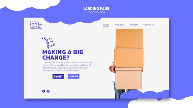 Free PSD move house landing page template