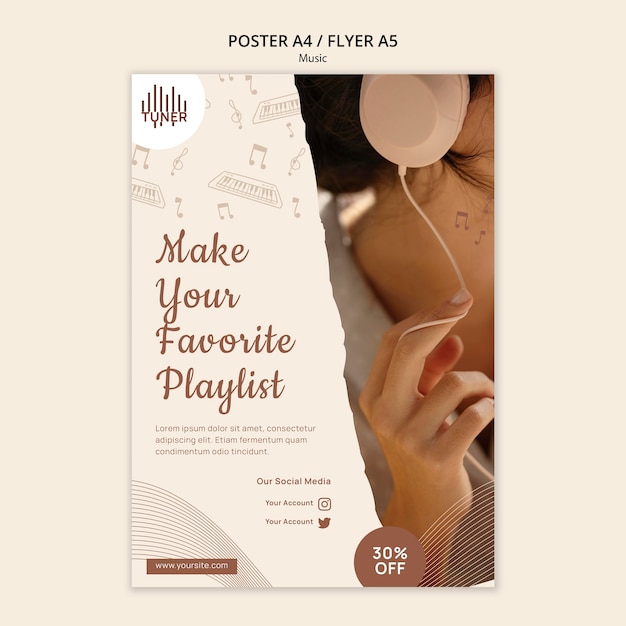 Free PSD music app print template