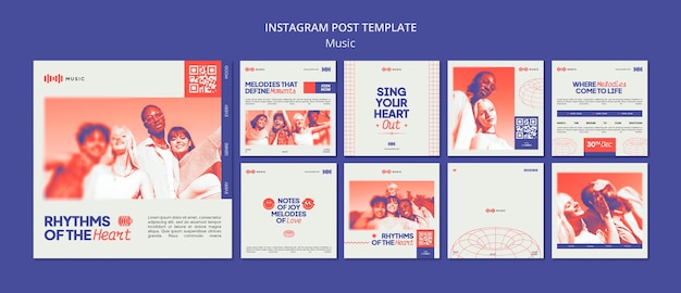 Free PSD music entertainment  instagram posts