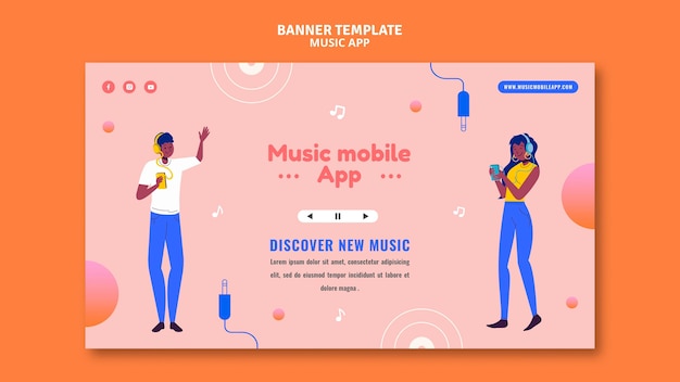 Free PSD music mobile app banner template