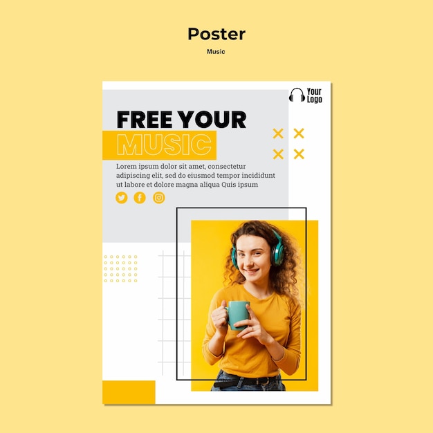 Free PSD music platform poster template