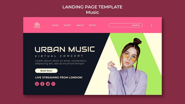 Music show landing page design template