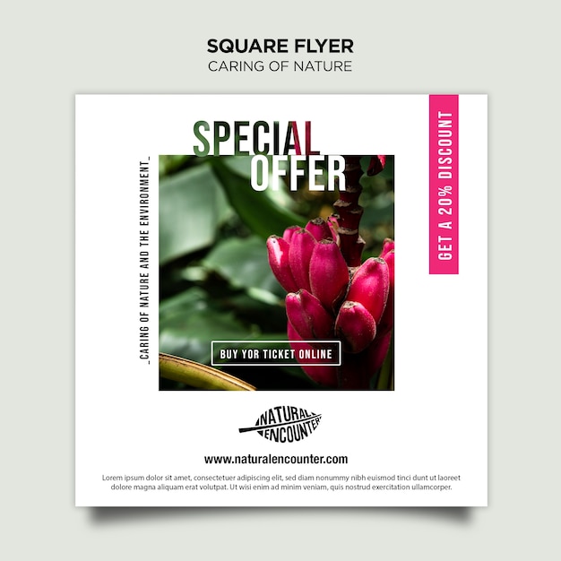 Nature concept square flyer template