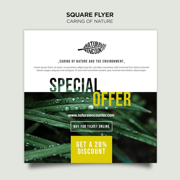 Nature concept square flyer template